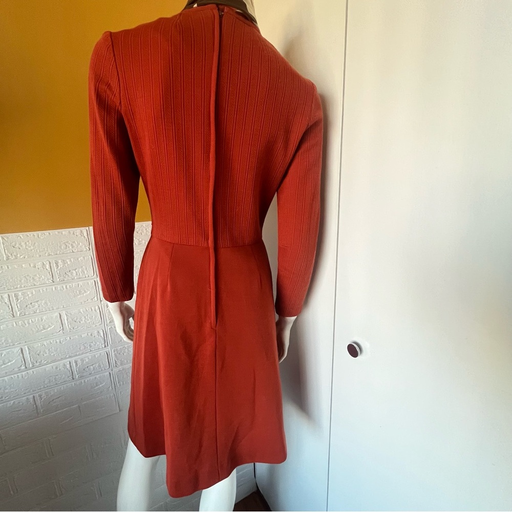 Vintage Alamor Dress Burnt Orange fit flare 1970’s fashion dress Small - Picture 4 of 12